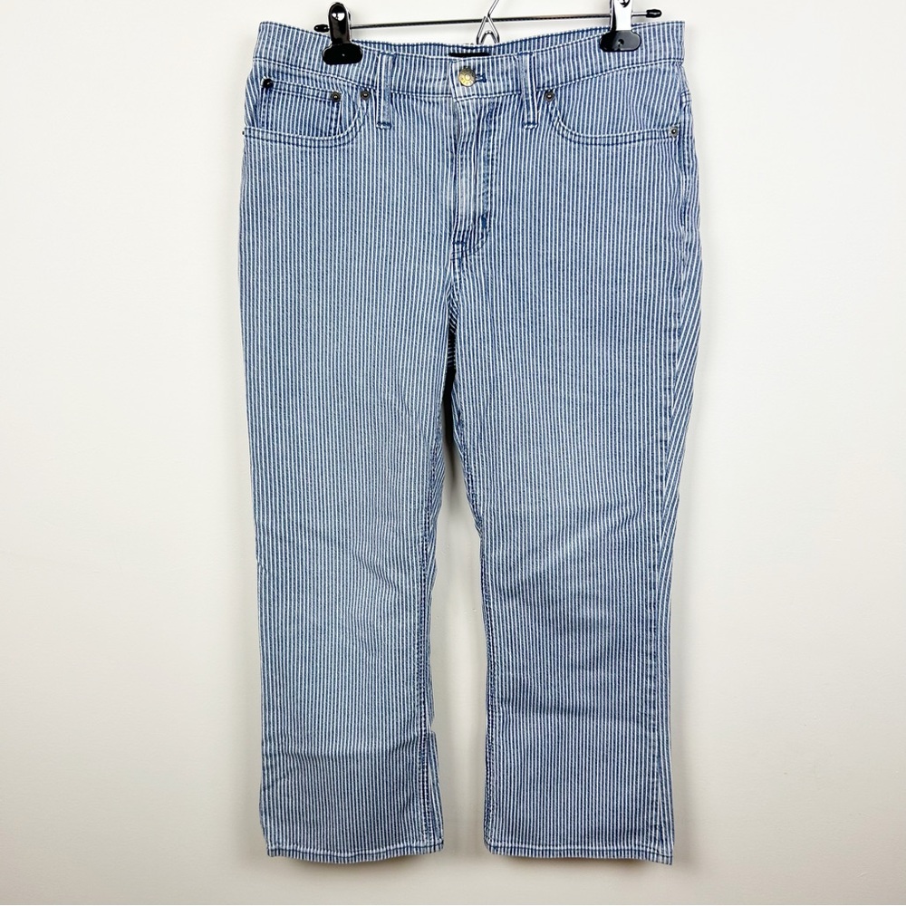 J. Crew Factory High-rise flare crop jean with piper stripe Size 30